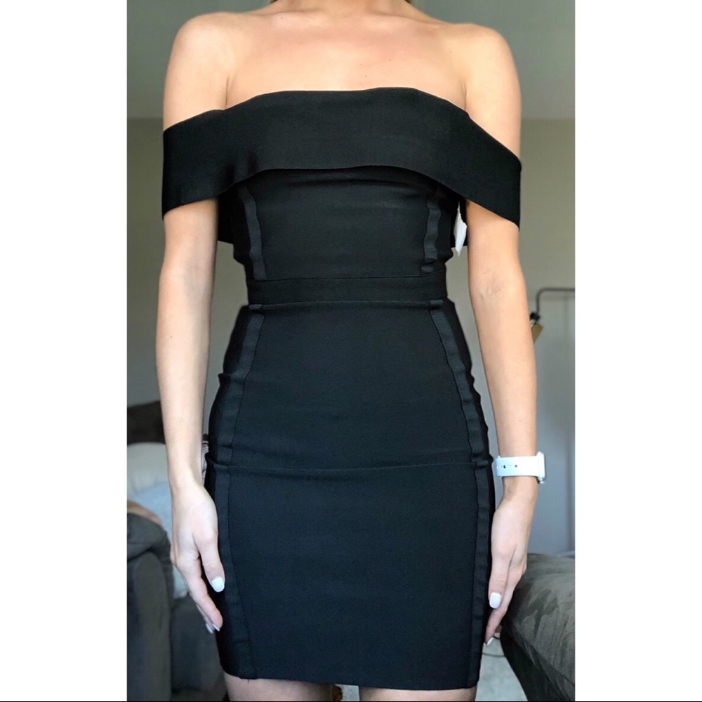 Brand new black bandage off the shoulder dress!
